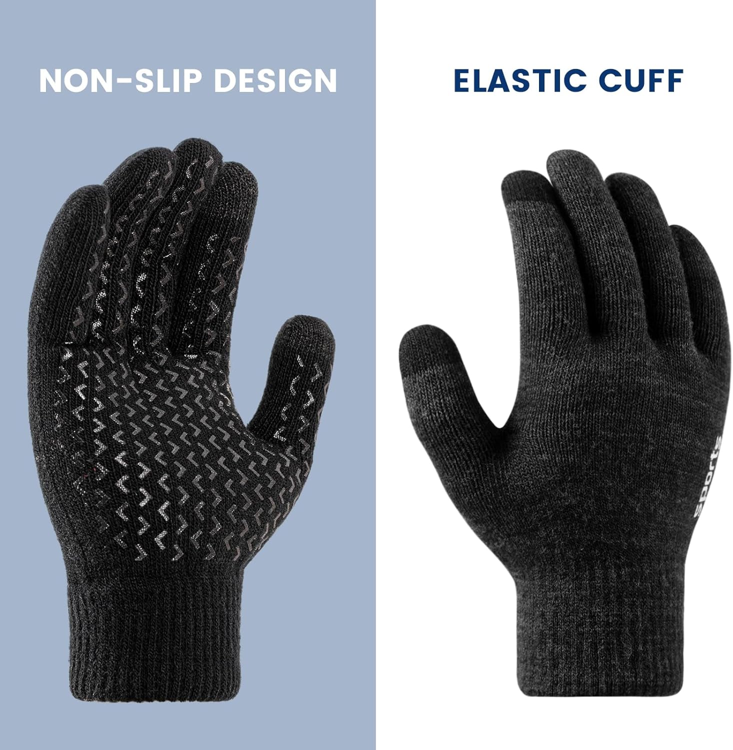 Premillow Winter Gloves - Gloves for Men Women, Wool Fleece Liner Gloves with Touchscreen, Warm Knit Gloves for Cold Weather - Image 2
